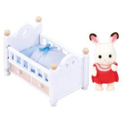 Sylvanian Families Chocolate Ear Bunny Doll And Bed 5017 - 2