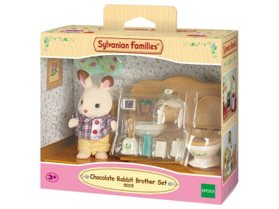 Sylvanian Families Chocolate Ear Rabbit Brother And Toilet 5015 - 1