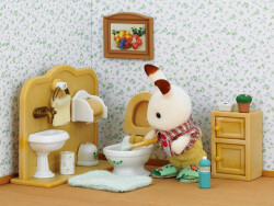Sylvanian Families Chocolate Ear Rabbit Brother And Toilet 5015 - 2