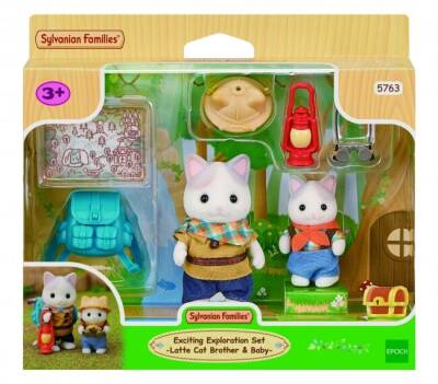 Sylvanian Families Exciting Discovery Set - Latte Cat Boy & Baby - 5763 - 1