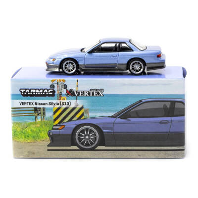Tarmac Works 1/64 VERTEX Nissan Silvia S13 Blue/Grey - 1