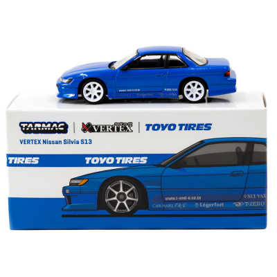 Tarmac Works 1/64 Wertex Nissan Silvia S13 Blue Metallic T64G-025-Bl - 3