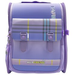 Taros 8479 Purple Plaid Large Backpack - 1