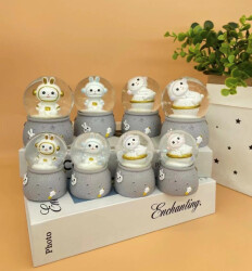 Taros Small Size Light-Up Rabbit Astronaut Snow Globe 6452 - Taros