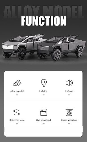 Tesla Cyber ​​Truck Pull Back Die Cast Car Cz146A - 9