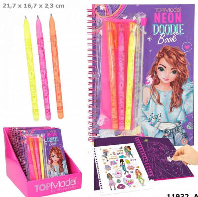 Top Model Neon Doodle Book With Neon Pen Set 411932 - 2