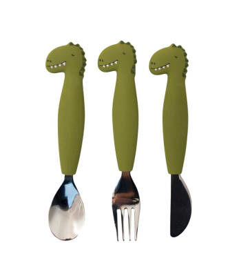 Trixie 96-442 Silicone Cutlery Set (3 Pieces) - Mr. Dino - 1