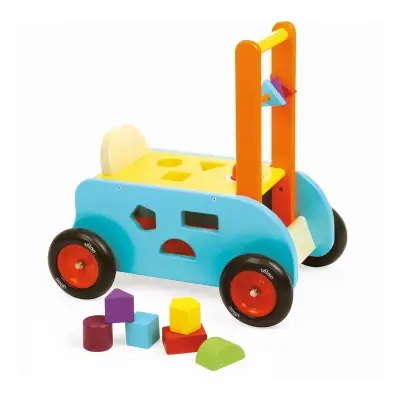 Vilac 3 İn 1 Push Along Trolley İtmeli Şekil Oyunlu Araba - 1