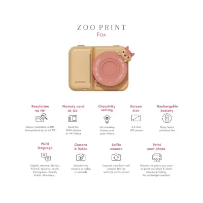 Zoo Family Fox P2 Digital Camera And Photo Camera (With Instant Printing) - 6