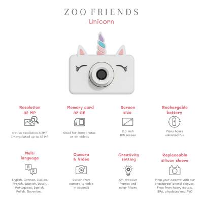Zoo Family Unicorn C1 Dijital Kamera ve Fotoğraf Makinesi - 8
