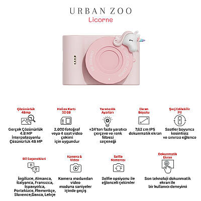 Zoo Family Unicorn C5 Dijital Kamera ve Fotoğraf Makinesi - 6