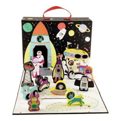 Floss&Rock Ahşap Figürlü Oyun Kutuları - Space 41P3659 - 1