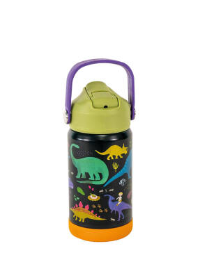 Floss & Rock Paslanmaz Çelik Pipetli Suluk - Dino - 1