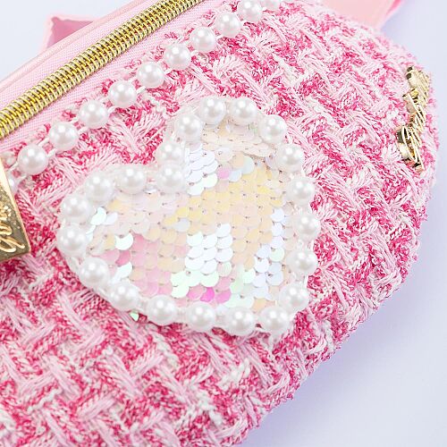 Girabrilla İncili Tweed Bel Çantası Tm-1086 Pembe - 3