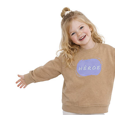 HUPALUPA Basic Sweatshirt Dar Kalıp Bej Heroe 7-8 Yaş - 2