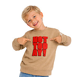 HUPALUPA Basic Sweatshirt Dar Kalıp Bej Not Today 9-10 Yaş - 2