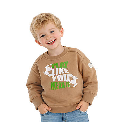 HUPALUPA Basic Sweatshirt Dar Kalıp Bej Play Like You 5-6 Yaş - 2