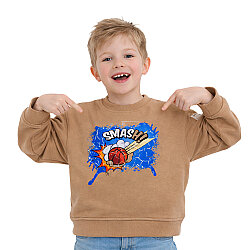HUPALUPA Basic Sweatshirt Dar Kalıp Bej Smash 9-10 Yaş - 2
