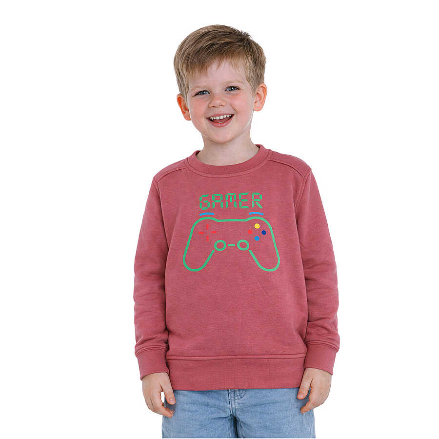 HUPALUPA Basic Sweatshirt Dar Kalıp Gül Kurusu Gamer 7-8 Yaş