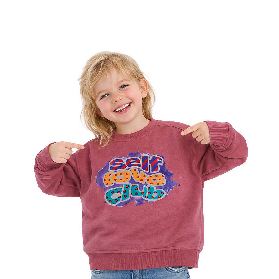 HUPALUPA Basic Sweatshirt Dar Kalıp Gül Kurusu Self Love Club 7-8 Yaş