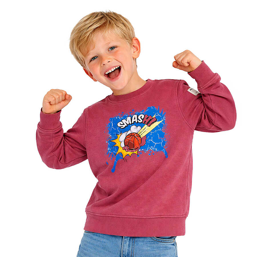HUPALUPA Basic Sweatshirt Dar Kalıp Gül Kurusu Smash 9-10 Yaş