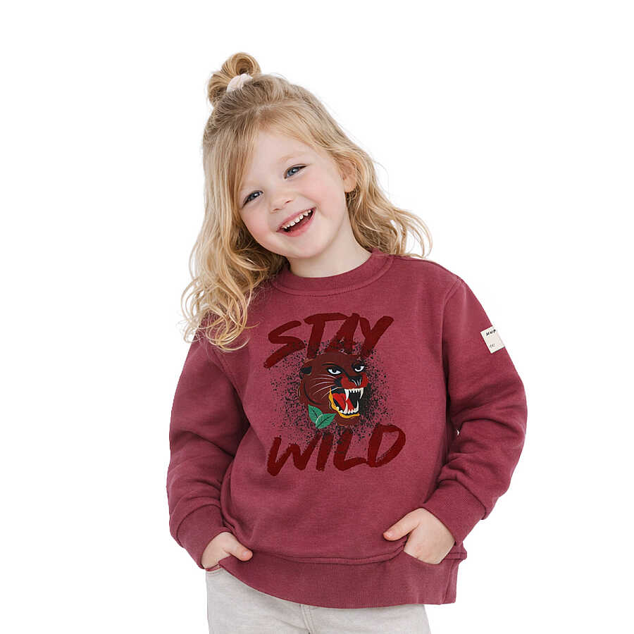 HUPALUPA Basic Sweatshirt Dar Kalıp Gül Kurusu Stay 9-10 Yaş