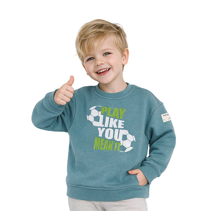 HUPALUPA Basic Sweatshirt Dar Kalıp Ocean Play Like You 5-6 Yaş