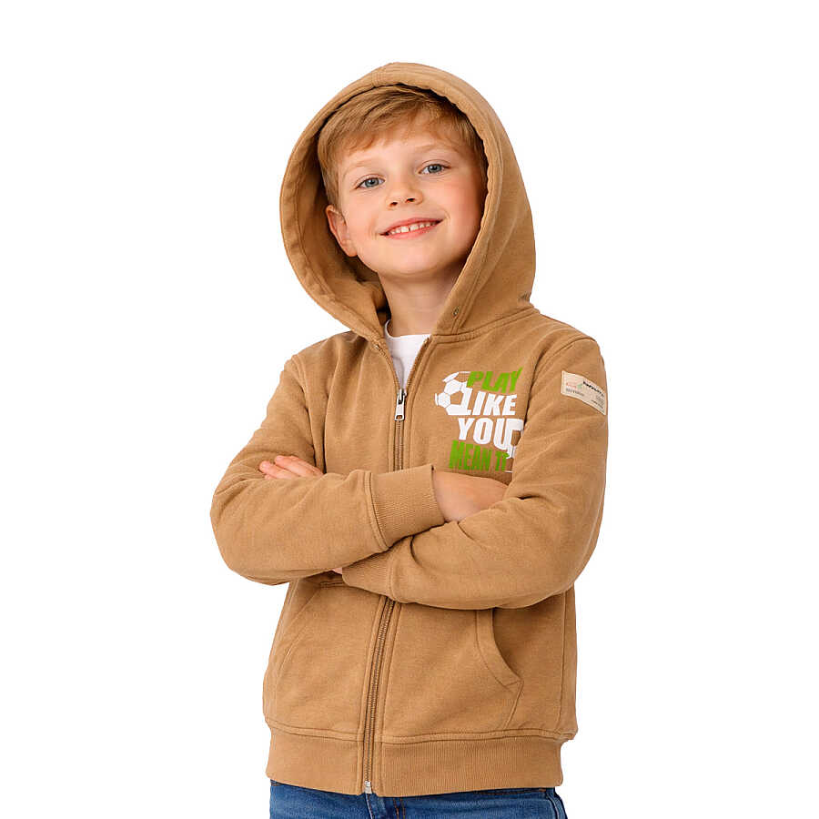 HUPALUPA Kapüşonlu Sweatshirt Dar Kalıp Bej Play Like You 7-8 Yaş