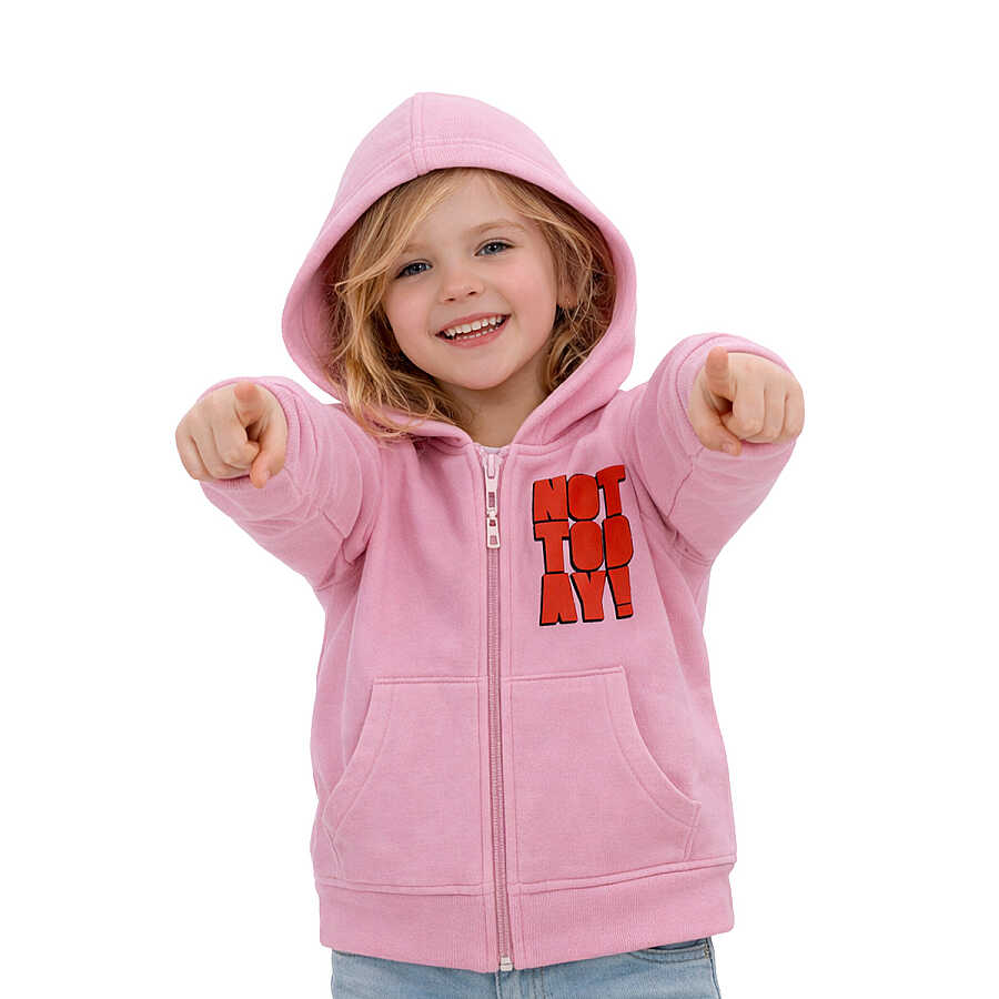 HUPALUPA Kapüşonlu Sweatshirt Dar Kalıp Pembe Not Today 7-8 Yaş
