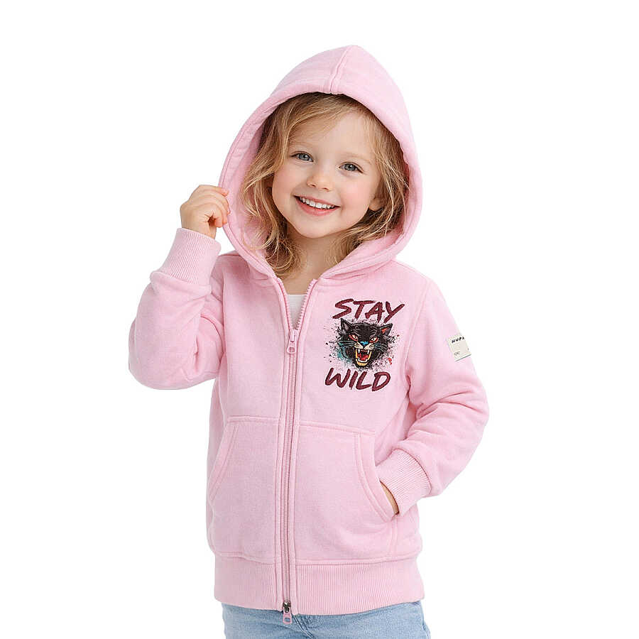 HUPALUPA Kapüşonlu Sweatshirt Dar Kalıp Pembe Stay 9-10 Yaş