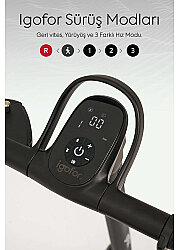 Igofor 3 Tekerlekli Katlanabilir Elektrikli Oturulabilir Scooter Siyah EM301-B - 4