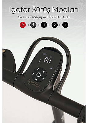 Igofor 3 Tekerlekli Katlanabilir Elektrikli Oturulabilir Scooter Siyah EM301-B - 4