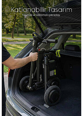 Igofor 3 Tekerlekli Katlanabilir Elektrikli Oturulabilir Scooter Siyah EM301-B - 5