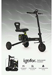 Igofor 3 Tekerlekli Katlanabilir Elektrikli Oturulabilir Scooter Siyah EM301-B - 8