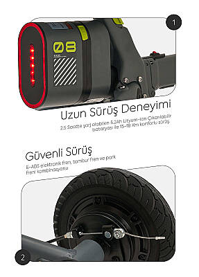 Igofor 3 Tekerlekli Katlanabilir Elektrikli Oturulabilir Scooter Gri EM301-G - 2