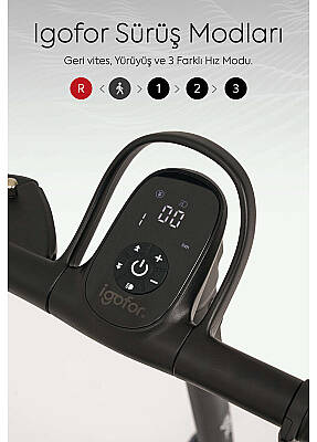 Igofor 3 Tekerlekli Katlanabilir Elektrikli Oturulabilir Scooter Gri EM301-G - 6