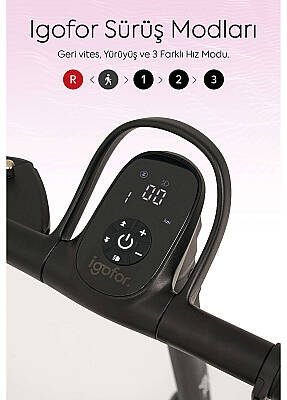 Igofor 3 Tekerlekli Katlanabilir Elektrikli Oturulabilir Scooter Pembe EM301-P - 2