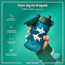 ION8 Geri Dönüştürülmüş Plastik Sızdırmaz Çocuk Suluğu (350 ml) - Recyclon Köpekbalığı - 4