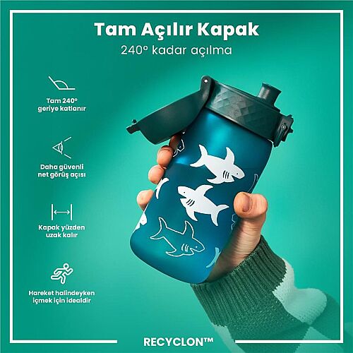 ION8 Geri Dönüştürülmüş Plastik Sızdırmaz Çocuk Suluğu (350 ml) - Recyclon Köpekbalığı - 4