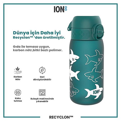 ION8 Geri Dönüştürülmüş Plastik Sızdırmaz Çocuk Suluğu (350 ml) - Recyclon Köpekbalığı - 5