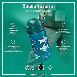 ION8 Geri Dönüştürülmüş Plastik Sızdırmaz Çocuk Suluğu (350 ml) - Recyclon Köpekbalığı - 6