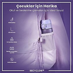 ION8 Geri Dönüştürülmüş Plastik Sızdırmaz İnce Suluk 500 Ml - Recyclon Açık Mor - 3