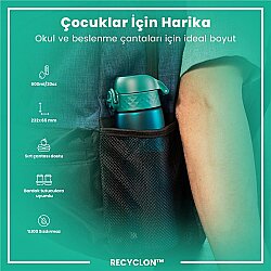 ION8 Geri Dönüştürülmüş Plastik Sızdırmaz İnce Suluk (500 ml) - Recyclon Deniz Mavisi - 3