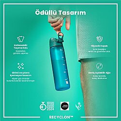 ION8 Geri Dönüştürülmüş Plastik Sızdırmaz İnce Suluk (500 ml) - Recyclon Deniz Mavisi - 6