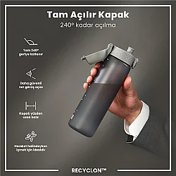 ION8 Geri Dönüştürülmüş Plastik Sızdırmaz İnce Suluk (500 ml) - Recyclon Gri - 3