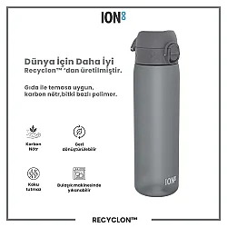 ION8 Geri Dönüştürülmüş Plastik Sızdırmaz İnce Suluk (500 ml) - Recyclon Gri - 4