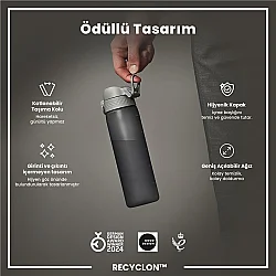 ION8 Geri Dönüştürülmüş Plastik Sızdırmaz İnce Suluk (500 ml) - Recyclon Gri - 5