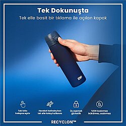 ION8 Geri Dönüştürülmüş Plastik Sızdırmaz İnce Suluk 500 Ml - Recyclon Koyu Mavi - 4