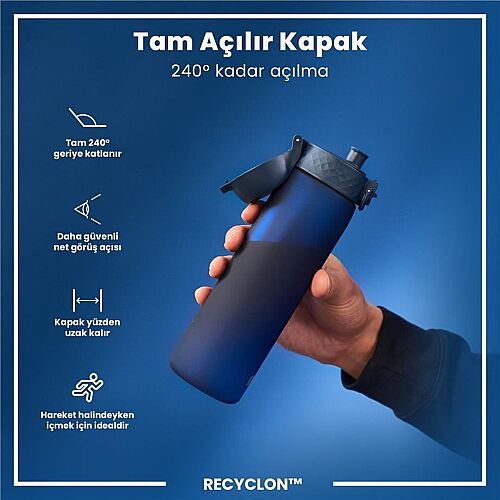 ION8 Geri Dönüştürülmüş Plastik Sızdırmaz İnce Suluk 500 Ml - Recyclon Koyu Mavi - 5