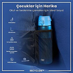 ION8 Geri Dönüştürülmüş Plastik Sızdırmaz İnce Suluk 500 Ml - Recyclon Mavi - 3